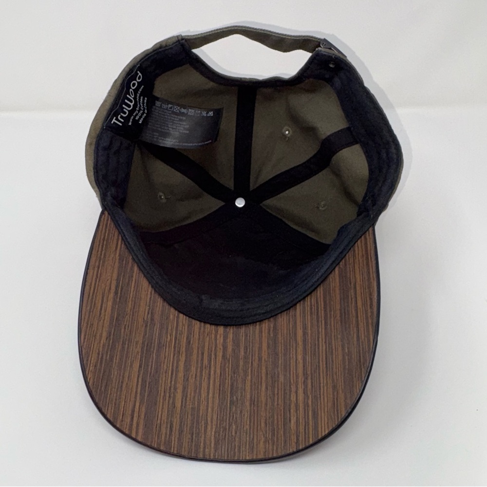 TruWood Wooden Brim Baseball Hat cap Adjustable One Size Green Brown 100% Cotton - Picture 10 of 12